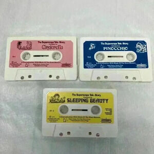 Vtg Story Teller Superscope Cassette Tapes lot Of 3 Cinderella Sleeping Pinocchi